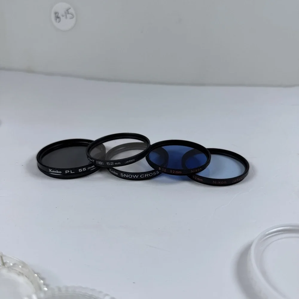Lot of 4 Vintage Camera Lens Filters Kenko Nikon 52mm 55mm Japan Optics